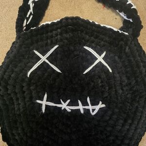 Black Knit Skull Bag
